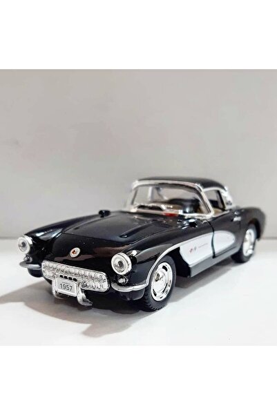 Kinsmart 1.36 ÖLÇEK KİNSMART LİSANSLI 1957 CORVETTE SİYAH RENK 12CM MODEL METAL ARABA