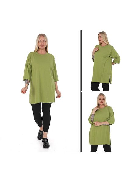 elma abone Plus Size Combed Cotton Tunic
