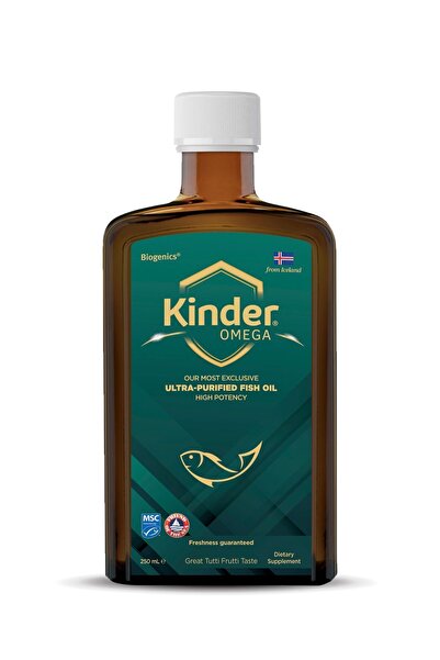Kinder Omega 250 ml - Tutti Frutti Aromalı Premium Omega 3 (YÜKSEK KONSANTRASYONLU SAF BALIK YAĞI)