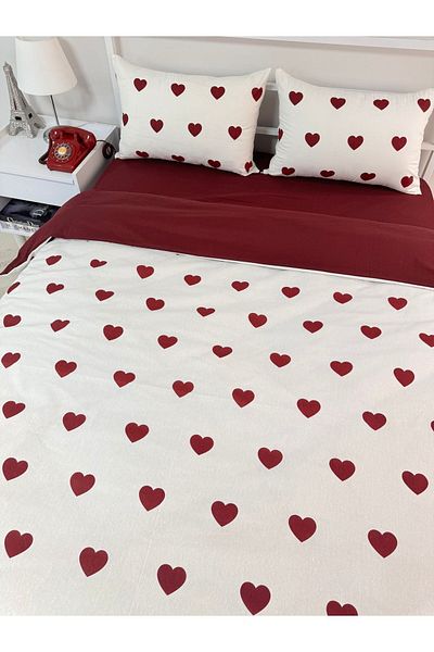 üntaş Single Double Sided Heart Duvet Cover - 1 Pillow Case