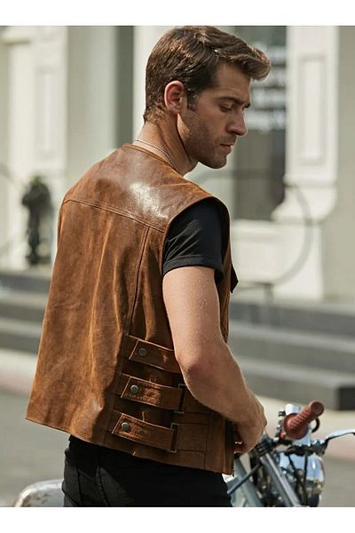 NYC GİYİM TEKSTİL Biker Vest - Genuine Zik Leather