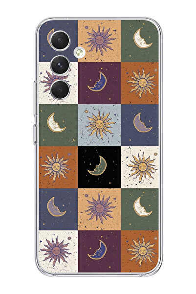 moonset Samsung Galaxy A54 Uyumlu Renkli Ay ve Güneş Tasarımlı Baskılı Şeffaf...