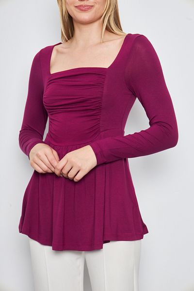 CrazyShopping Viscose Women's Tunic - Square Collar, Front Garni Drawstring