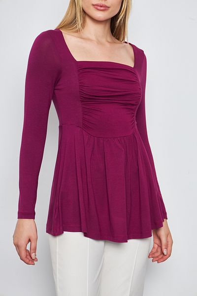 CrazyShopping Viscose Women's Tunic - Square Collar, Front Garni Drawstring