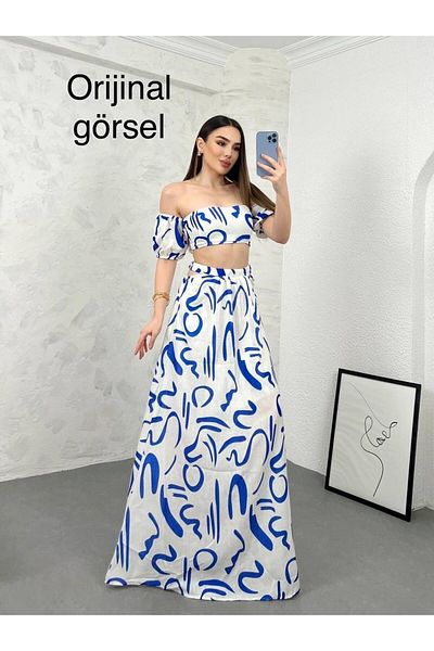 hipnoz butik Women's Linen Bustier Skirt Suit (Narrow Fit Original Visual)