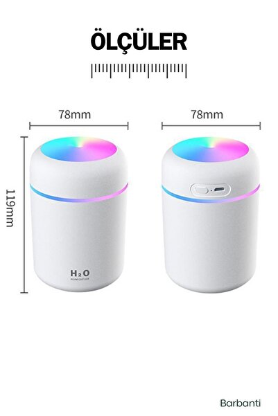 Barbanti Mobile Gri 300 ml Ultrasonik Hava Nemlendirici Buhar Makinesi Ve Aroma Difüzörü H2o Oda Nemlendiricisi