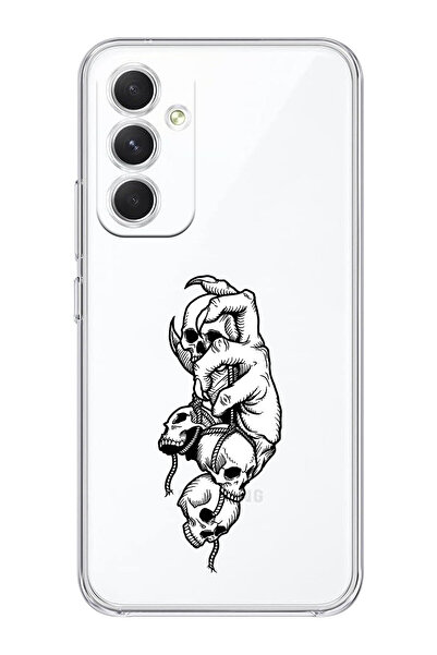 moonset Samsung Galaxy A34 Uyumlu Kuru Kafa Tasarımlı Baskılı Şeffaf Telefon ...