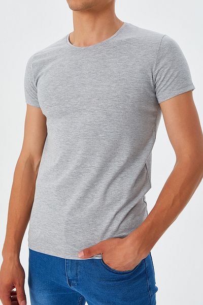 ModaPlaza Ανδρικό T-Shirt Γκρι Crew λαιμόκοψη