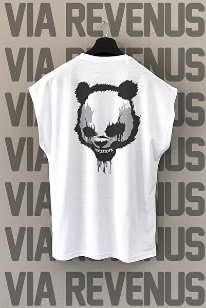 Vordevia Tricou sport alb - imprimat pe spate, mâneci zero