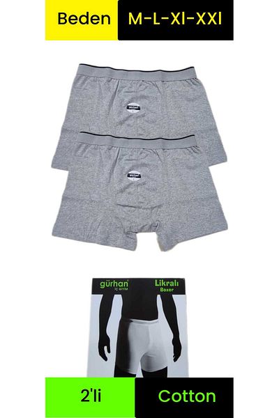 Gürhan Çorap Ανδρικά μονόχρωμα σλιπ μπόξερ σετ 2 - Lycra και Boxer Cotton