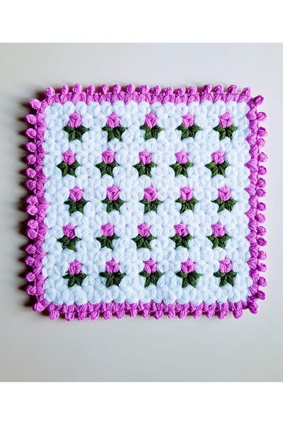 HERŞEY FIRSAT Bath Loofah Wool Hand Knitted Deer Square 1 Piece - Lilac