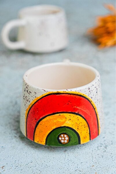 Çiporcal قوس قزح من السيراميك الأحمر - تصميم كوب كلاسيكي