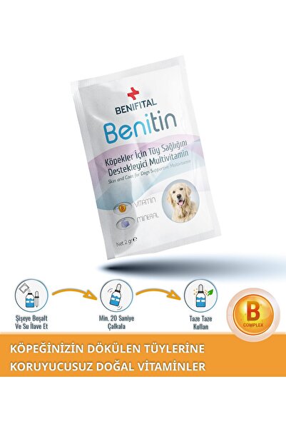 Benifital Benitin Köpekler Için Tüy Sağlığı Destekleyici Multivitamin Süspansiyon Tüy Dökümü Önleyici Biyotin