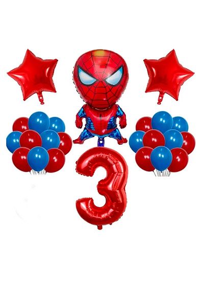 DÜVENCİ TİCARET Spiderman Balloon Set with Red Numbers