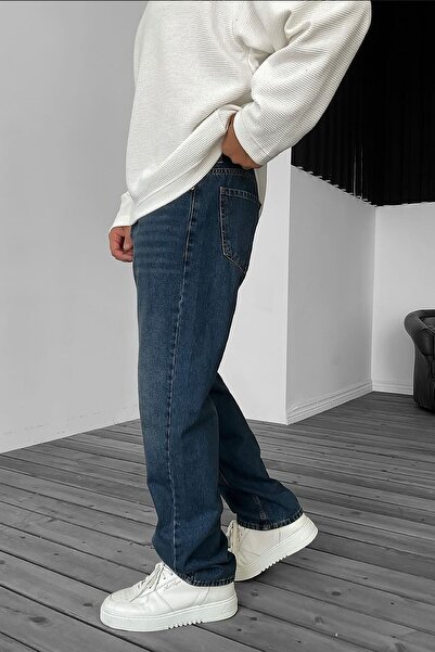 BDRMAN Baggy Koyu Mavi Taşlamalı Kot Pantolon