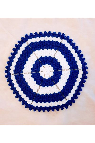 HERŞEY FIRSAT Blue Bath Loofah Wool Hand Knitted Deer Hexagon - 1 Piece