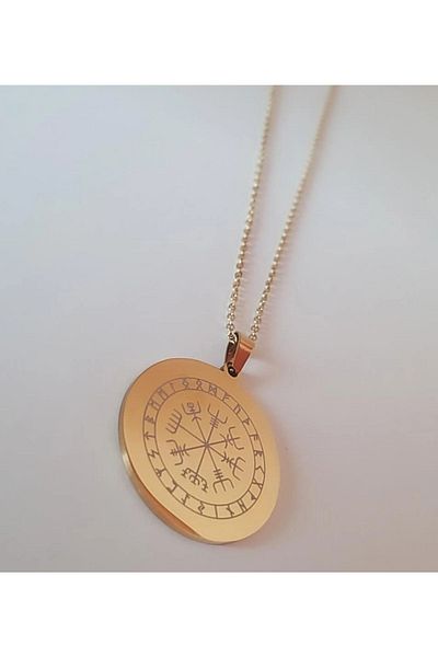 Anatolia Vegvisir (DEFENCE) Symbol Number Sequenced Steel Necklace