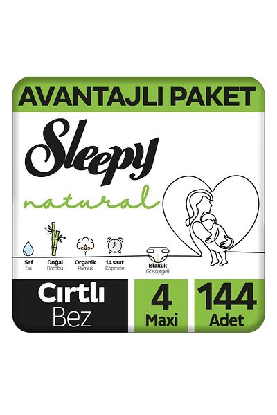 Sleepy Natural Advantage Package Baby Diapers Size 4 Maxi 144 Pieces