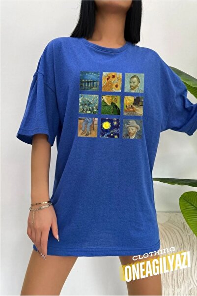 oneagılyazı Tricou Unixes Negru cu Colaj Portret Van Gogh