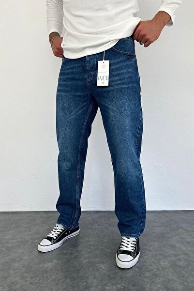 BDRMAN Baggy Mavi Renk Taşlamalı Kot Pantolon