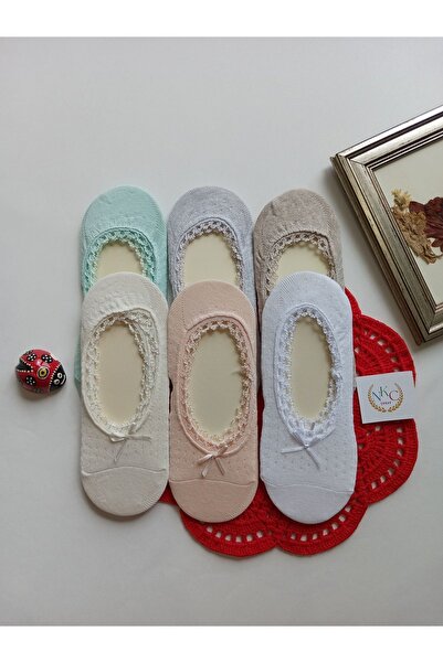 Butik Kadın Pamuklu Jakarlı Renkli 6'lı Babet Çorap