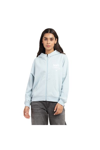 Levi's Blue Women's Plain Hood Long Sleeve Sweatshirt