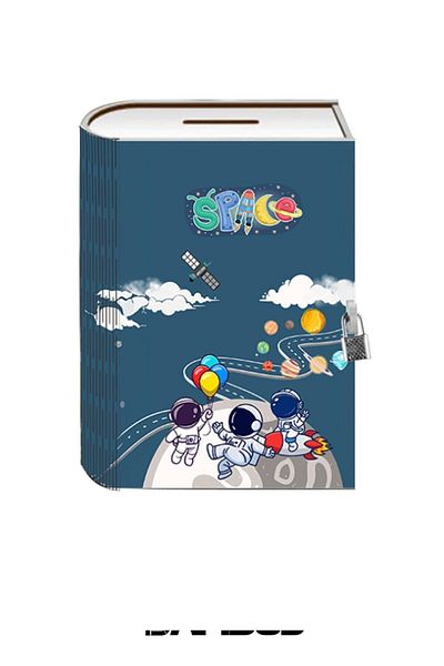 Bambus Home Astro Decorative Souvenir - Ξύλινο τυπωμένο, Κλειδωμένο Βιβλίο Κουμπαράς