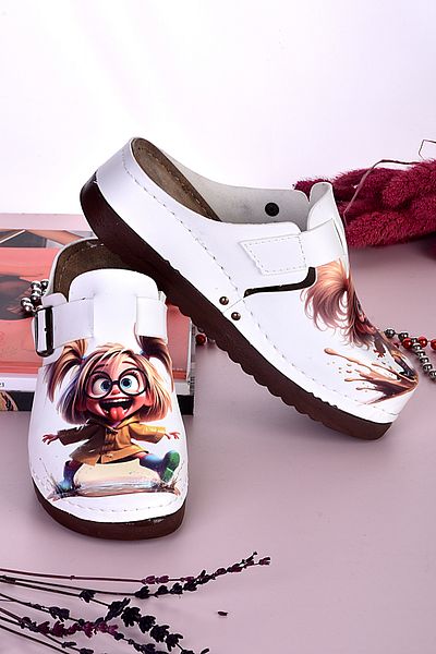 azizsahinshoes 3066 Μοντέλο Happy Girl με μοτίβο ανατομικές παντόφλες
