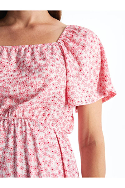 LC Waikiki LCWAIKIKI kismama ruha - szögletes nyakú, virágos rövid ujjú