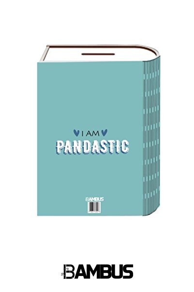 Bambus Home Decorativ imprimat din lemn - Cutie de depozitare pentru suveniruri și cărți cu încuietoare, Blue Pandastic