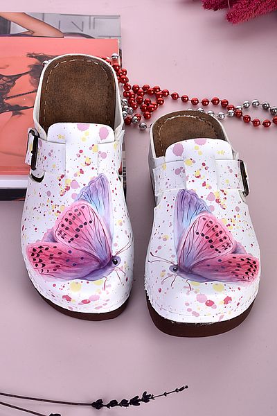 azizsahinshoes 3062 Μοντέλο Ανατομικές Παντόφλες με μοτίβο πεταλούδας