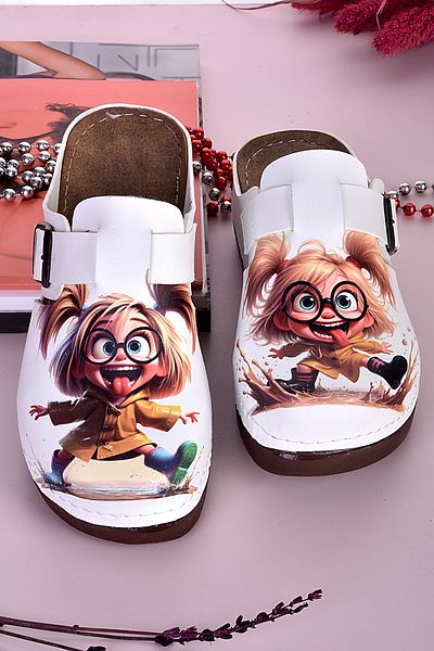 azizsahinshoes 3066 Μοντέλο Happy Girl με μοτίβο ανατομικές παντόφλες