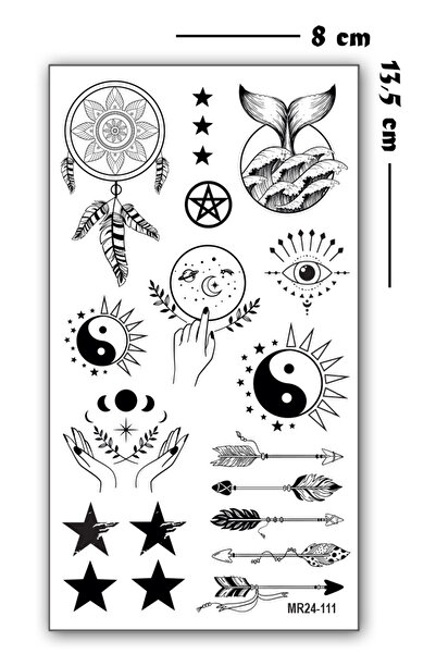 Jet Online Mandala Yıldızlar Mistik Semboller Geçici Dövme