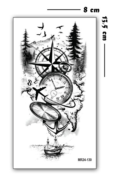 Jet Online Pusula Çapa Doğa Geçici Dövme