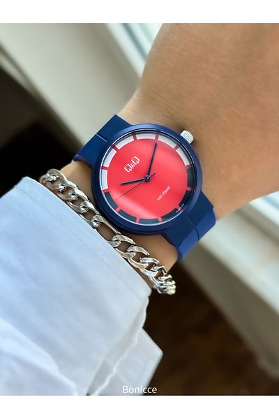 Q&Q Dark Blue Color Silicone Band, 10 Bar Water Resistant (Suitable for Pool and Sea Use) Wristwatch