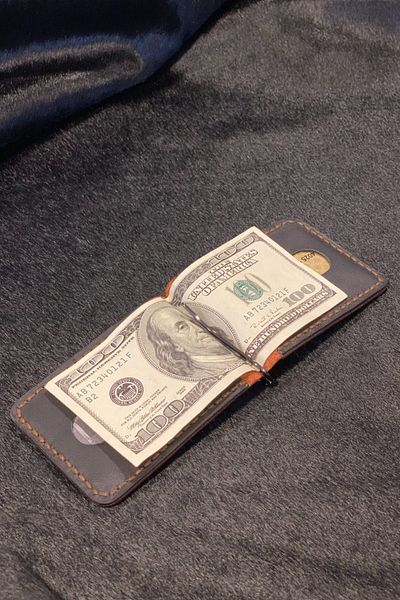 MAT Deri Brown Black Genuine Leather - Slim Card Holder with Money Clip