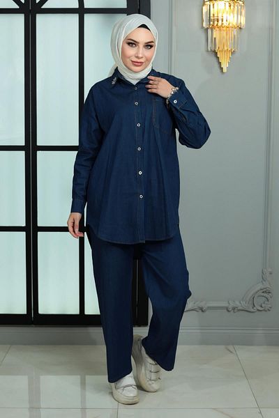 Herita "Dunkelblaues Stonewashed-Denim-Set 19183"