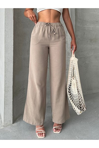 Cockatoo Pantaloni largi din amestec de in