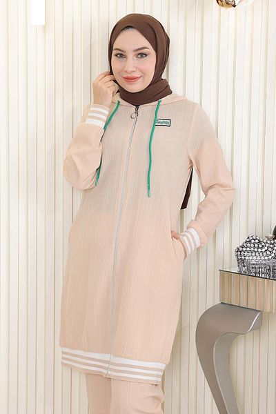 Herita Geripptes Set mit Reißverschluss Lila 10405