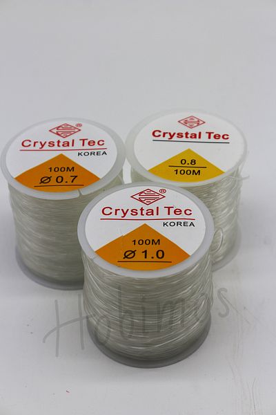 Hobimos 100 Meters Clear Flexible Elastic Fishing Line - 0.7-0.8 and 1.0mm Bracelet Line - Handcrafted Jewelry Accessory