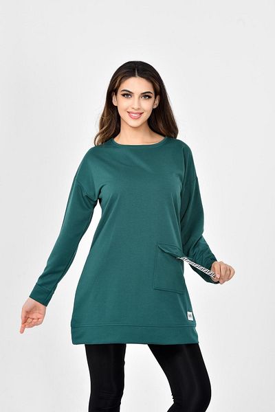 Freeista Green Crew Neck Regular Fit Tunic