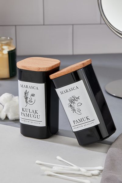 FBZhome 300 Ml Acrylic Ear Cotton and Cotton Organizer - Σετ μπάνιου 2 τεμαχίων