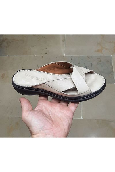 BELOX Women's Inner-Outer Genuine Leather Orthopedic Massage Sole Crossbody Slippers