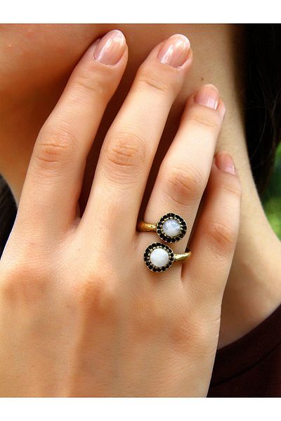 esha Adjustable Natural Stone Ring - euy25ay