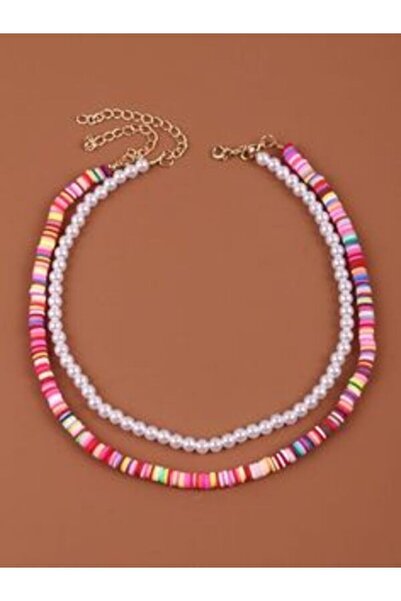 muptejewelry Mupten Karışık Fimo ve 6 MM Cam İnci Kolye