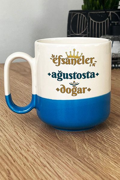 Hedizu Legends Are Born in August Pro Mug Cup Blue Lion Sign Birthday Gift