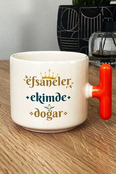 Hedizu Legends Are Born in October Mug Cup with t Handles Orange Libra Sign Birthday Gift