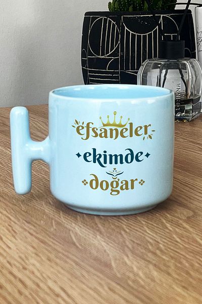 Hedizu Legends Are Born in October Pastel t Handle Mug Cup Blue Libra Sign Birthday Gift