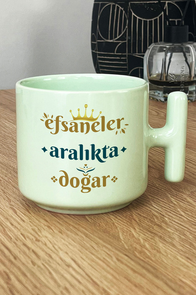 Hedizu Legends Are Born in December Pastel t Handle Mug Cup Green Bow Sign Birthday Gift