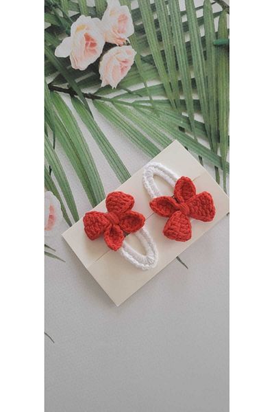 Kadın Girişimciler Atölyesi Red Buckle Knitted Dress - 2-Piece Snap Bow Fabric